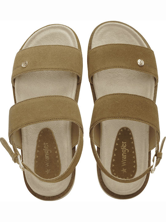 Women's Flat Sandals in Tabac Brown Color