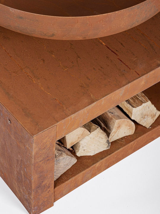Bizzotto Log Rust Τζάκι Εξωτερικού Χώρου από Πηλό Καφέ 70x70x38cm