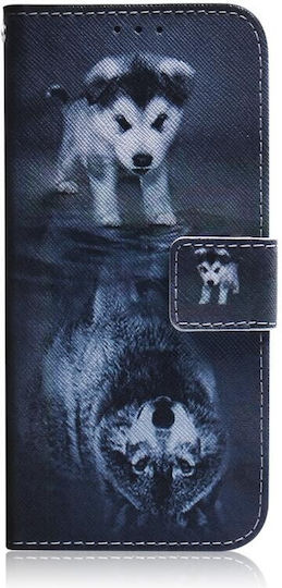 Coloured Drawing Wolf and Dog Wallet Piele artificială Multicolor (OnePlus Nord CE 2 Lite 5G )