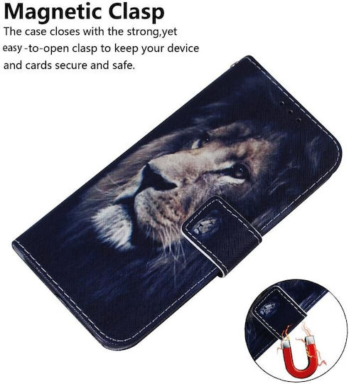 Coloured Drawing Lion Wallet Synthetic Leather Multicolour (OnePlus Nord CE 2 Lite)
