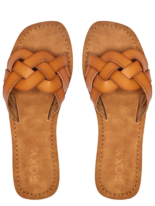 Edessa Leather Women's Flat Sandals in Brown Color
