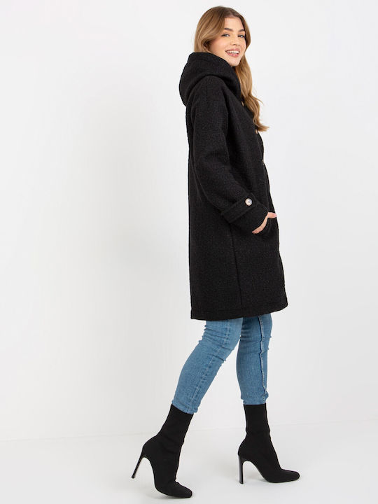 Relevance Women's Short Coat with Buttons Black