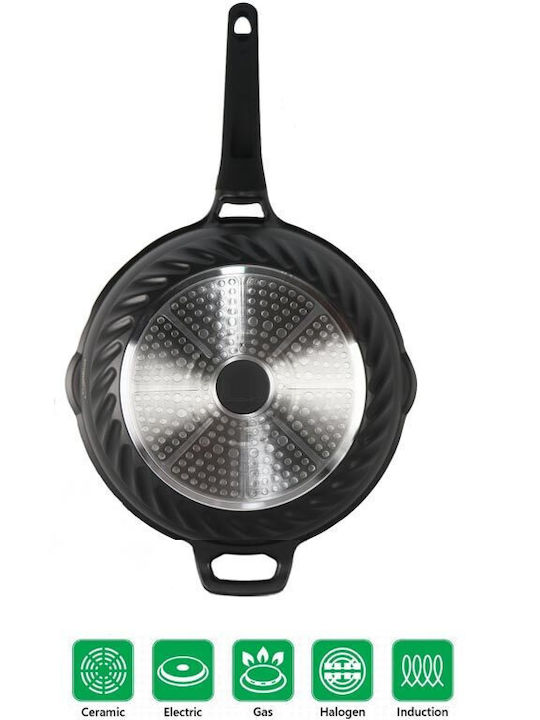 Cheffinger Wok από Αλουμίνιο Με Καπάκι με Αντικολλητική Επίστρωση 32cm