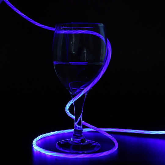 Techsuit LED USB to Lightning / Type-C / micro USB Cable Λευκό 1m (KF232283)