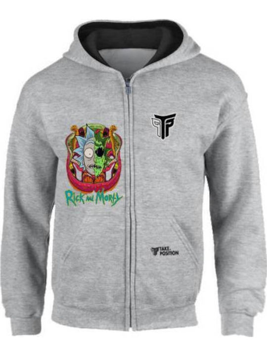 Fleece Παιδική Φούτερ Ζακέτα με Κουκούλα και Τσέπες Μαύρη