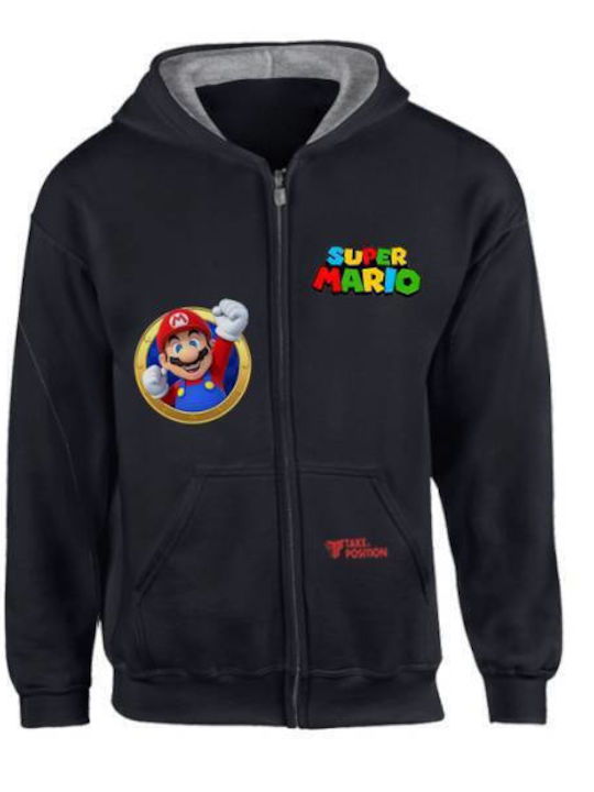 Fleece Kinder-Sweatshirt Strickjacke mit Kapuze und Taschen Grau