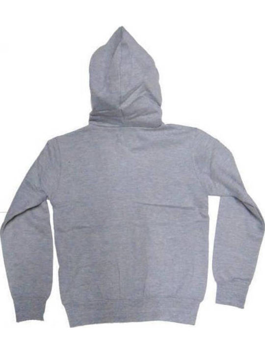 Fleece Kinder-Sweatshirt Strickjacke mit Kapuze und Taschen Grau