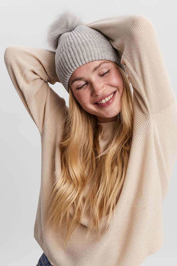 Ga Boo Pom Pom Beanie Frauen Beanie Gestrickt in Gray Farbe
