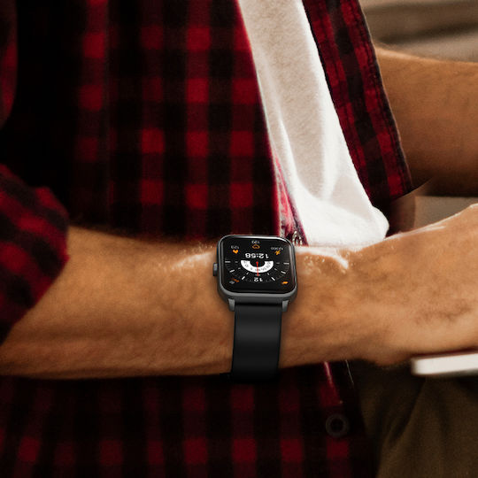 QCY GTS S2 44mm Smartwatch mit Pulsmesser (Schwarz)