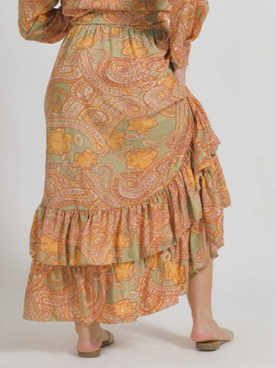 Ble Resort Collection Maxi Skirt in Orange color