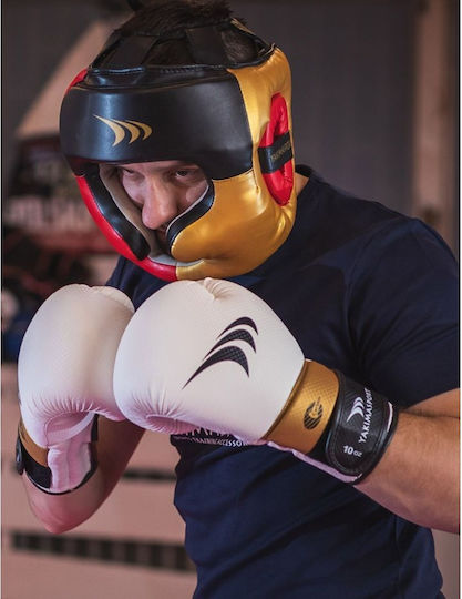 Yakimasport Lion Γάντια Πυγμαχίας από Συνθετικό Δέρμα για Αγώνα Λευκά