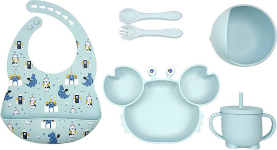 Queen Mother Crab Silicone Feeding Set With Brown Anti-Slip Base 6 Pieces For 6+ Months