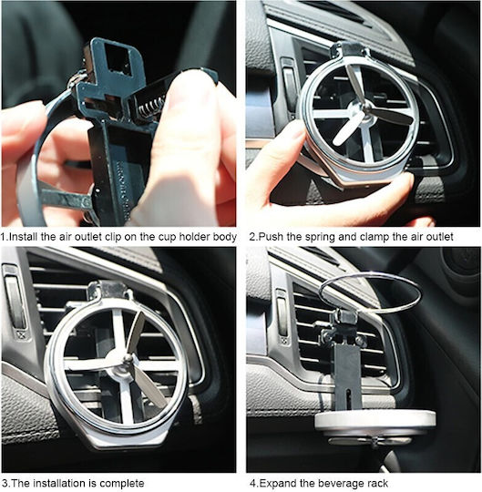 Autoline Car Cup Holder Foldable 1 Position for AC Vents in Black Color