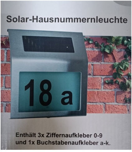 Wall Mounted Solar Light House Number with Photocell