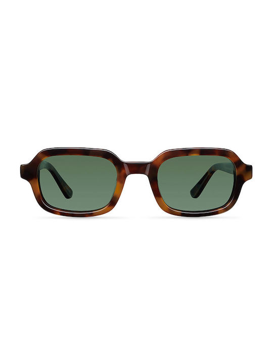 Meller Dotia Sunglasses with Brown Acetate Frame and Green Lenses Caramel Olive