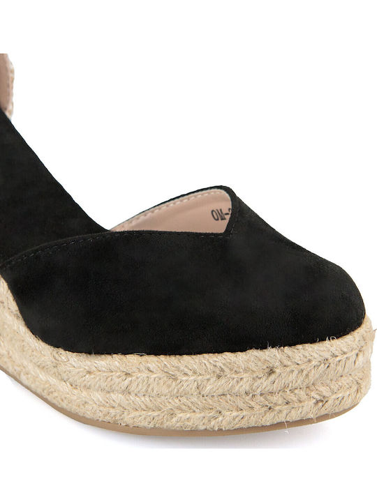 Women's Suede Platform Espadrilles Black