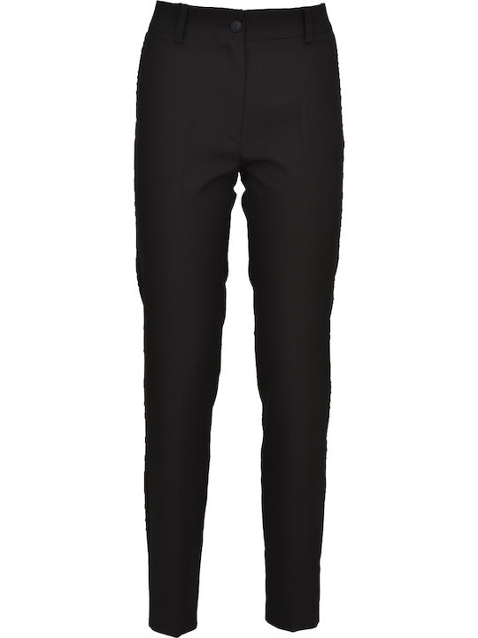 Damen Stoff Hose in Geradem Schnitt Schwarz