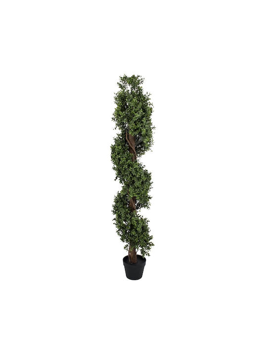 GloboStar Plantă Artificială în Ghiveci Artificial Garden BUXUS SPIRAL Brown 150cm 1buc