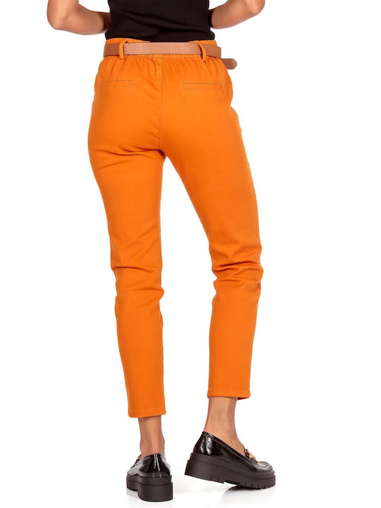 Silia D Women's Jean Trousers with Rips Orange