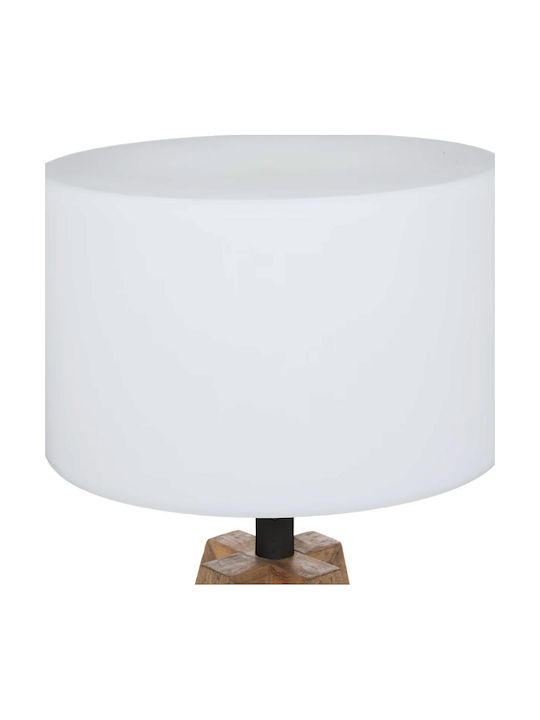 A-S Matia Wood Table Lamp for Socket E14 with White Shade and Beige Base
