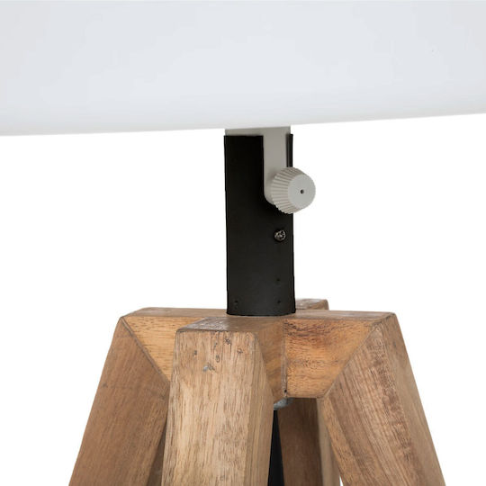 A-S Matia Holz Tischlampe für Fassung E14 mit Weiß Schirm und Beige Basis