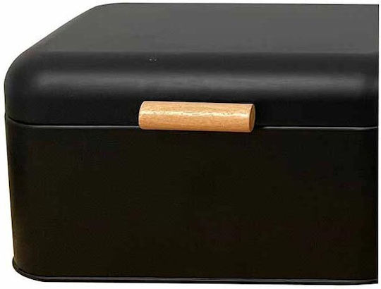 Bread Box with Lid Metallic Black 30x18x16cm