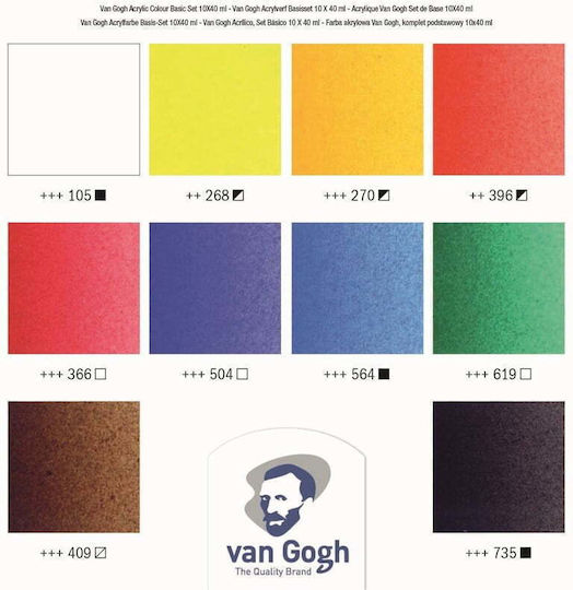 Royal Talens Van Gogh Acrylic Paint Set in Multicolour color 40ml 10pcs