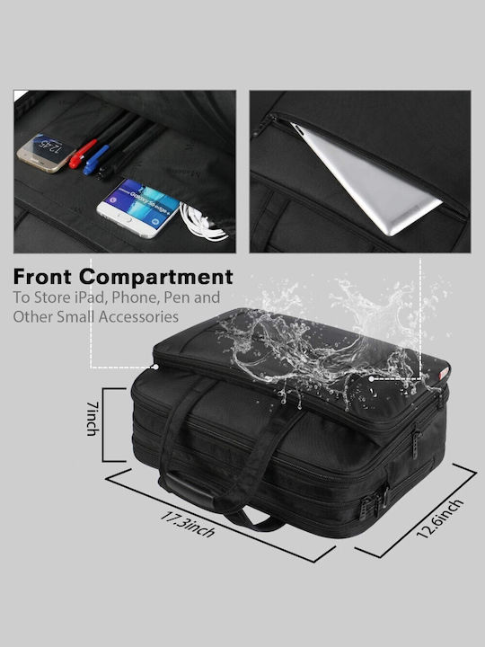 Taygeer 1084 Messenger Τσάντα Laptop Αδιάβροχη 17.3" σε Μαύρο χρώμα