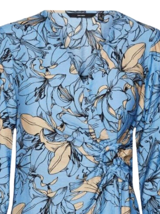 Abbi Summer Mini Evening Wrap Dress Little Boy Blue