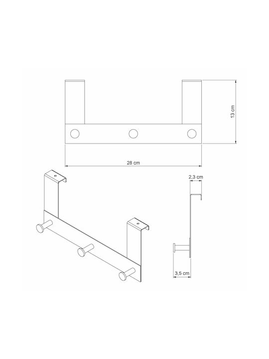 Grekon Door Hook 3 Slots Metallic 28x13cm