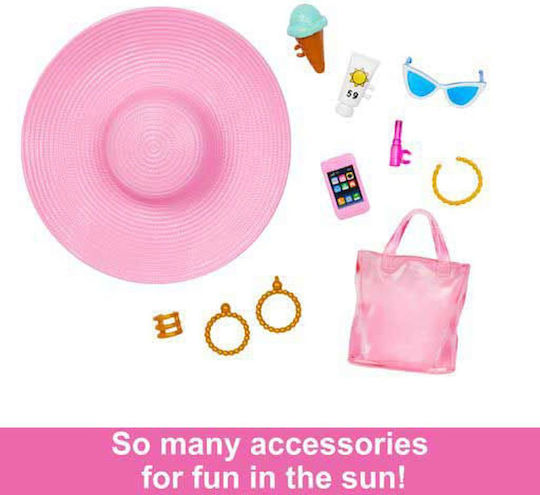 Barbie Beach Glam with Accessories Doll for 3+ years+ Years 30cm (Various Designs/Assortments of Designs) 1pc
