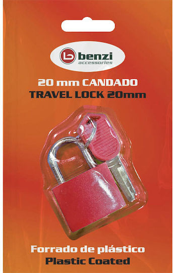 Benzi Padlock Brass with Key 20mm Red 1pcs