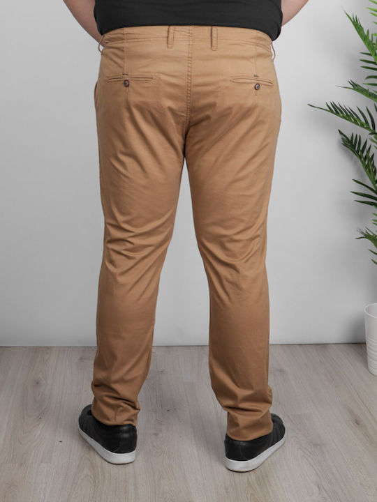 Double Men's Trousers Chino Elastic Brown