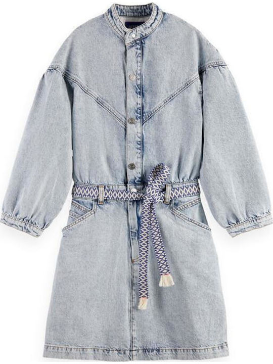 Mini Hemdkleid Denim Blau