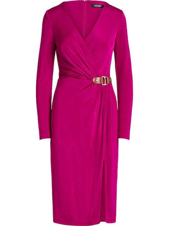 Midi Abendkleid Wickel mit Tränen Fuchsie