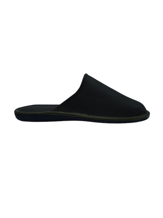 Lederne Winterliche Herrenhausschuhe Olive