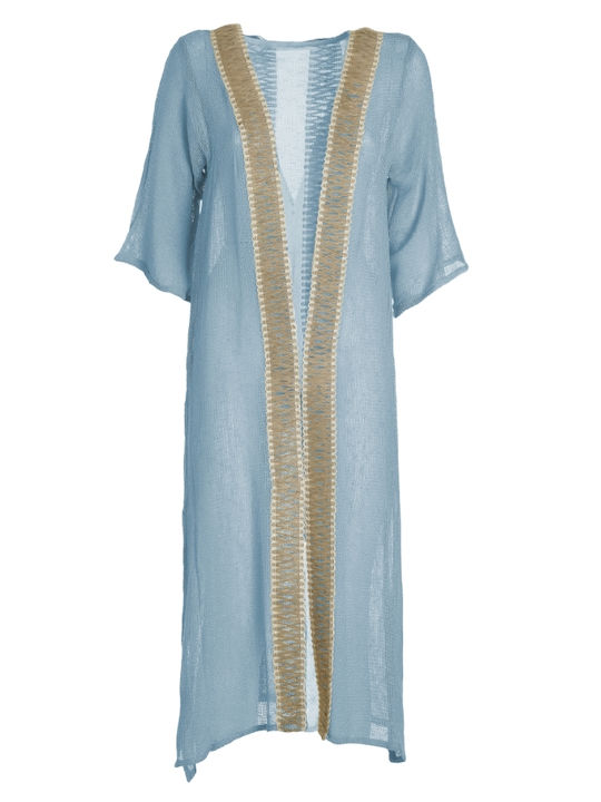 Ble Resort Collection Women's Maxi Kimono Beachwear Blue