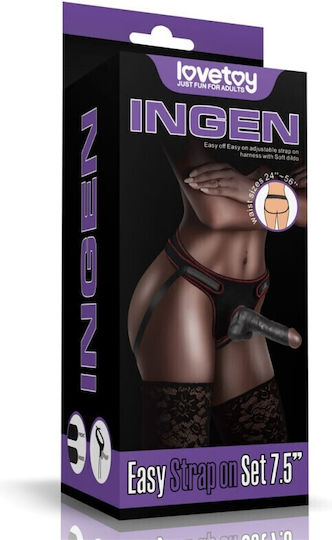 Lovetoy Easy Strapon Set Harness με Dildo 18cm σε Μαύρο Χρώμα