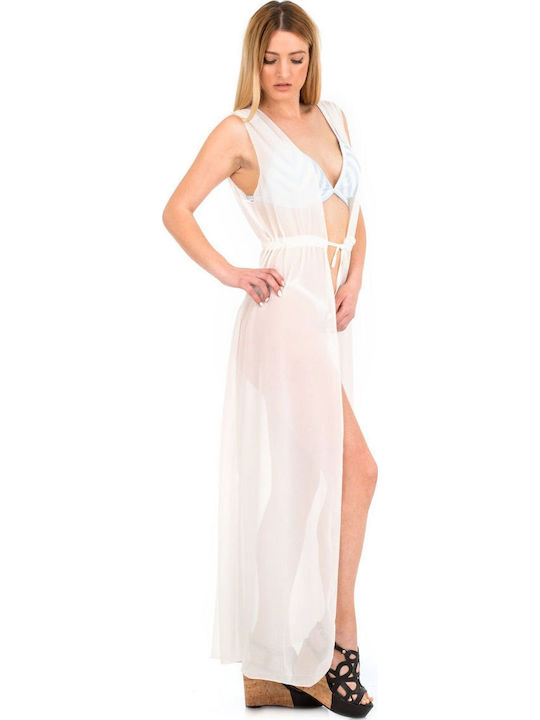 Silia D Women's Maxi Kimono Beachwear White