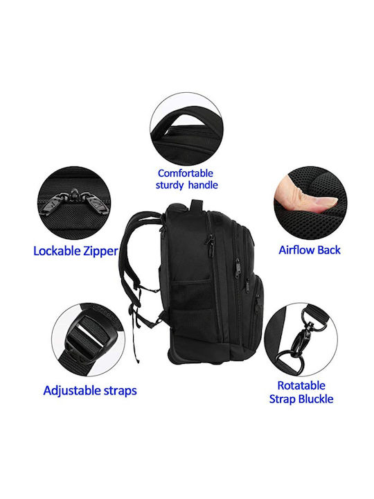 Matein Waterproof 18" Laptop Bag with Casters Black 1178