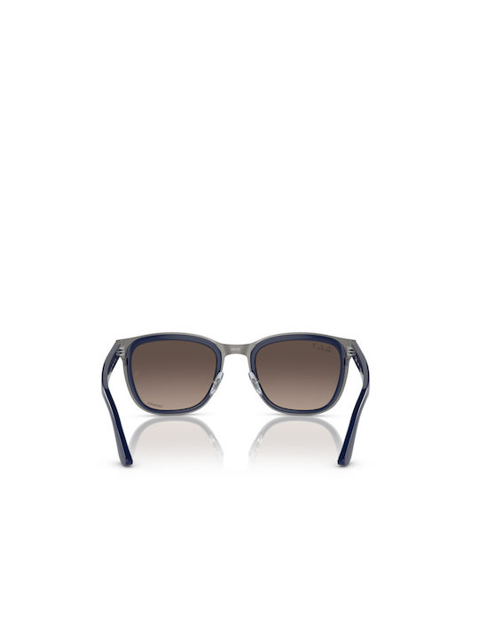 Ray Ban Clyde Unisex Sunglasses with Silver Horn-Rimmed Frame and Blue Gradient Polarized Lenses RB3709 004/5J