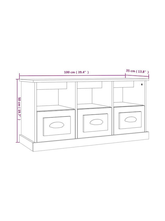 TV-Möbel Hölzernes Weiß L100xB35xH50cm