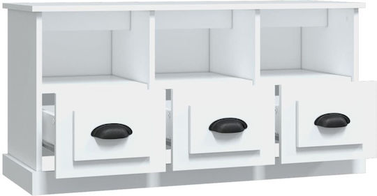 TV Stand Wooden White L100xW35xH50cm