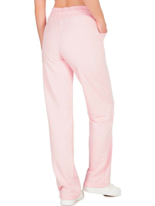 High Waist Sweatpants Flared Pink