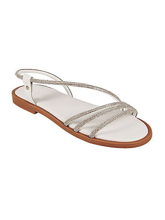 Elenross Women's Flat Sandals in White Color