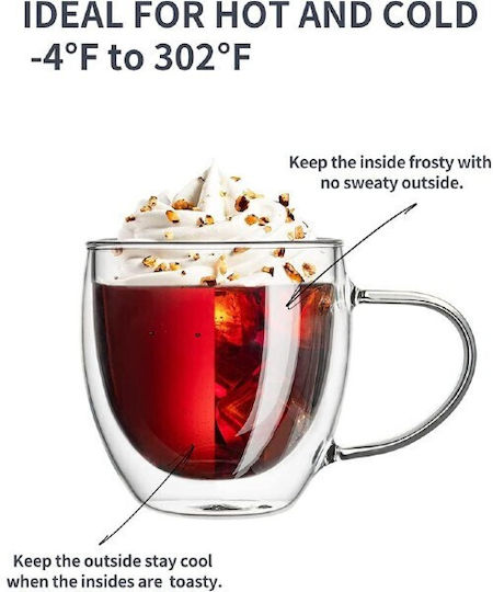 Viosarp Tasse Cappuccino Glas Transparent 250ml