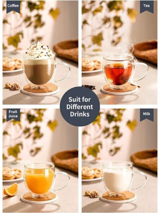 Viosarp Tasse Cappuccino Glas Transparent 75ml
