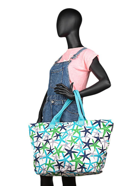 Skpat Fabric Beach Bag with Starfish design Multicolour