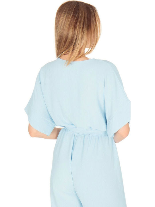 Women's Short-sleeved One-piece Suit Blue