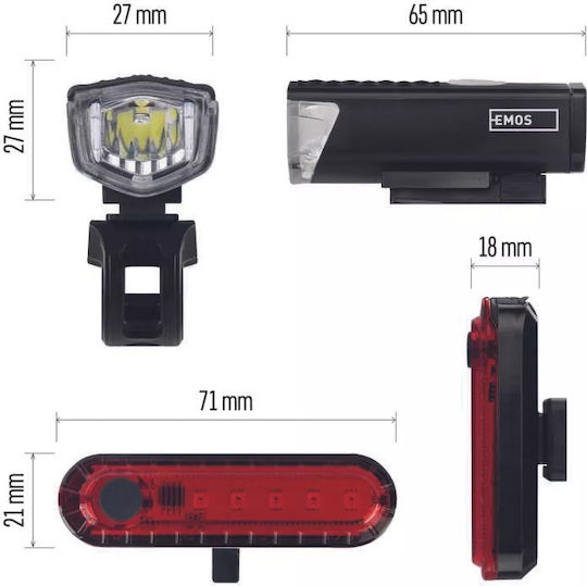 Emos P3923 Reîncărcabil Set Lumini Bicicletă